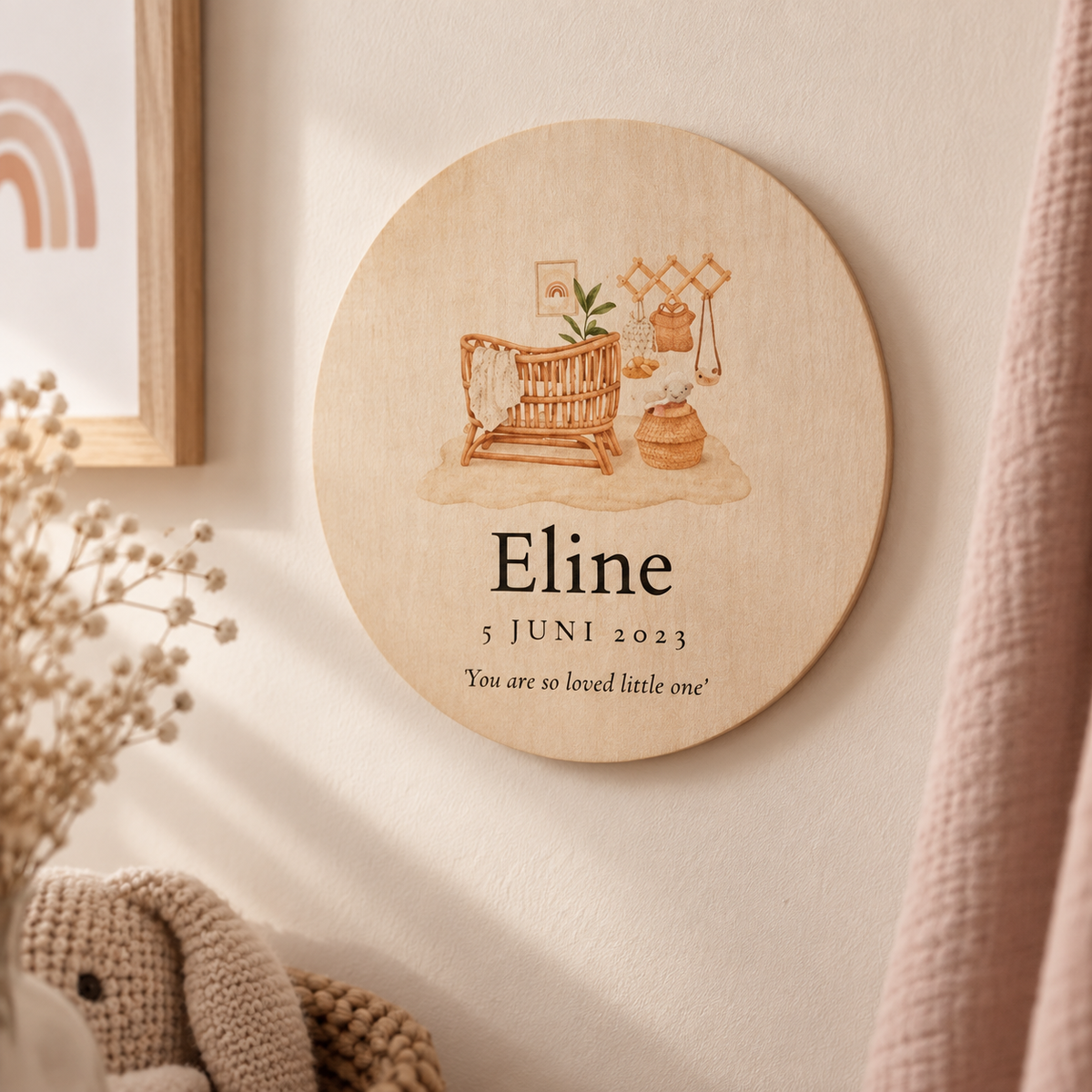Houten naamcirkel (gepersonaliseerd)